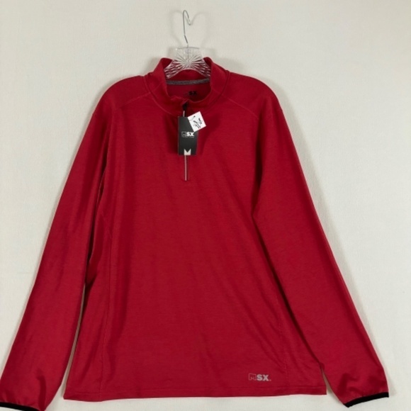 Micheal Strahan MSR 1/4 Zip‎ Pullover Athletic Sport Jacket Size L Red NWT - Picture 1 of 11